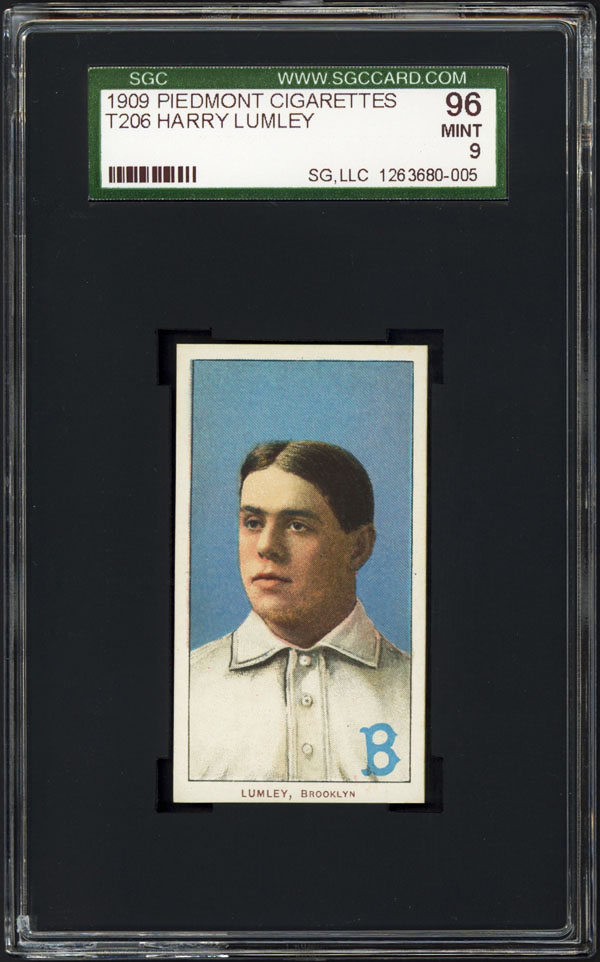 1909 T206 Harry Lumley (Piedmont 150) SGC 96 Low pop  