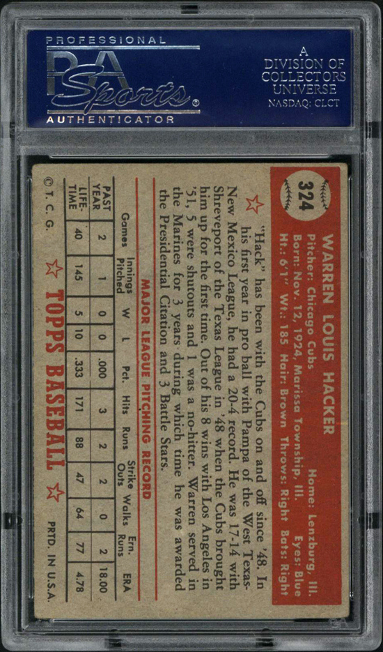 1952 Topps #324 Warren Hacker PSA 4.5  