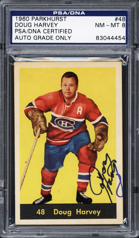 1960 61 Parkhurst 48 Doug Harvey Auto PSA DNA NM MT 8