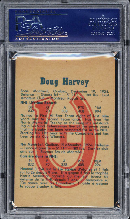 1960 61 Parkhurst 48 Doug Harvey Auto PSA DNA NM MT 8