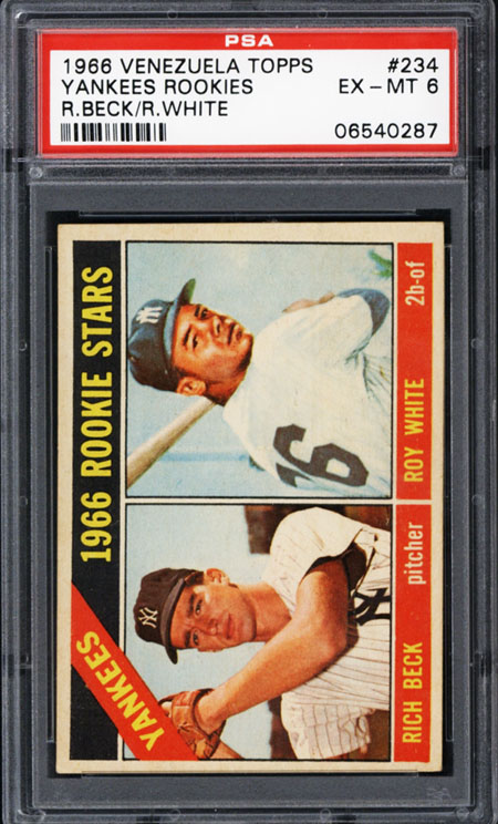 1966 Venezuela Topps #234 Roy White Rookie PSA 6 POP 2  