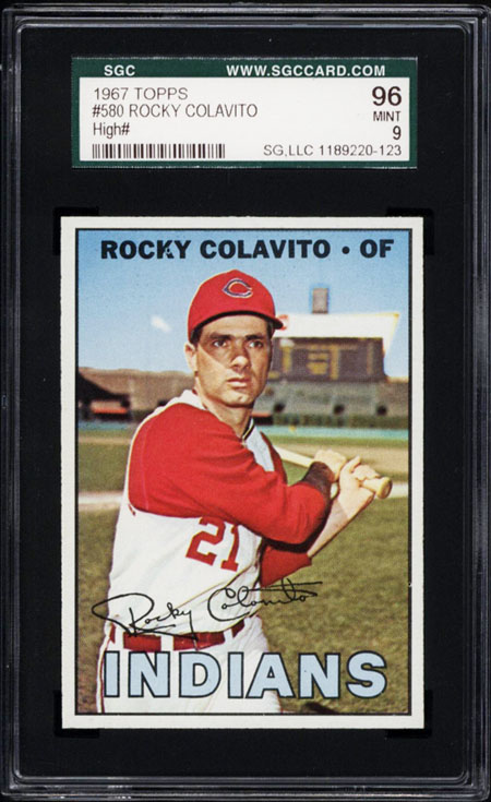 1967 topps 580 rocky colavito sgc 96 c ondition d escription graded