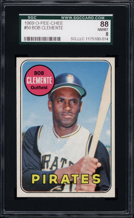 1969 o pee chee 50 roberto clemente sgc 88 c ondition d escription