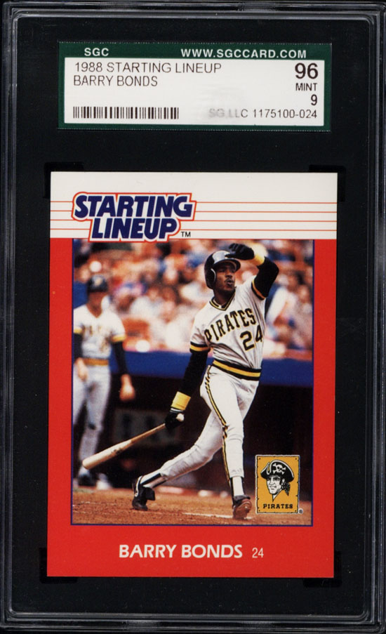 1988 starting lineup barry bonds sgc 96 c ondition d escription graded 