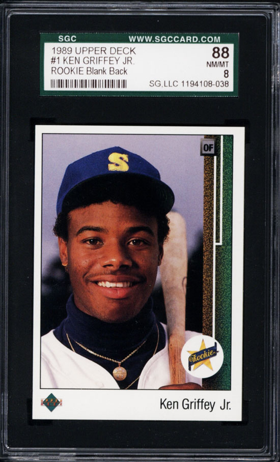 1989 Upper Deck #1 Ken Griffey, Jr. Blank Back SGC 88 (RARE VARIATION