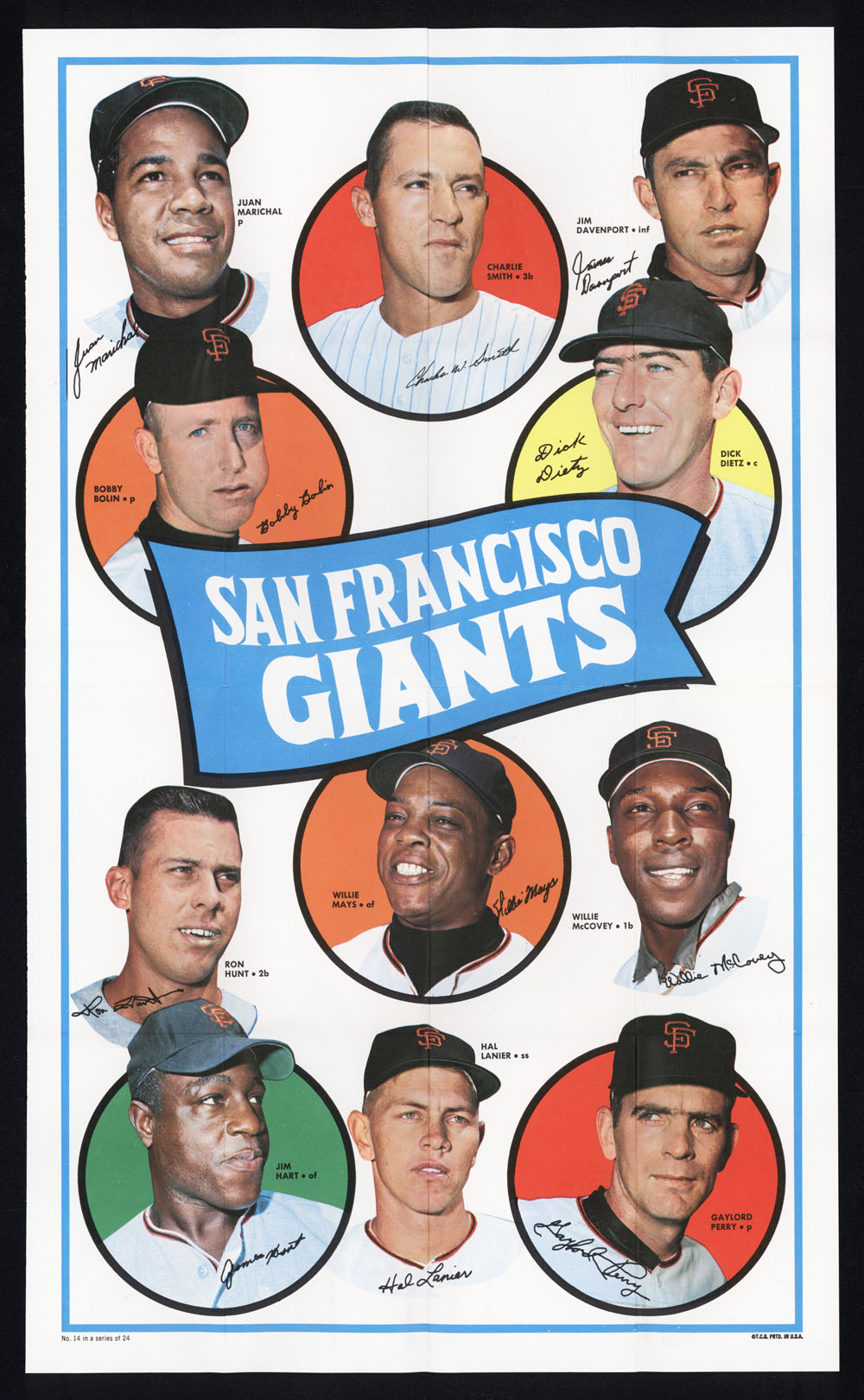 1969 Topps Team Poster San Francisco Giants High grade  